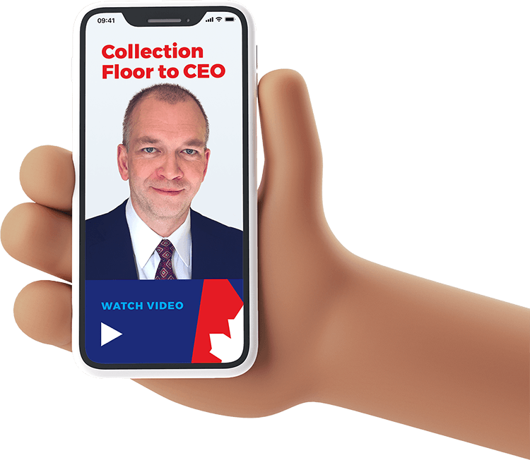 Hand holding cell phone with CEO Brian Summerfelt