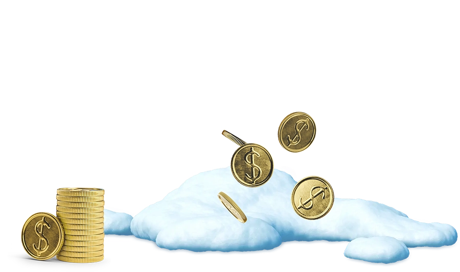 Pile of snow whith blowing snow and coins